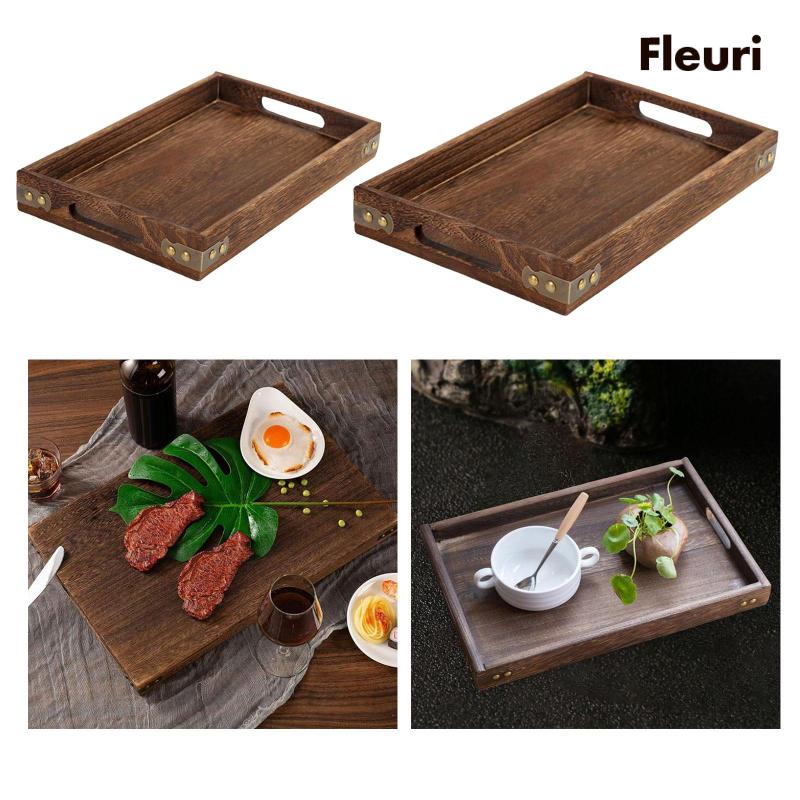 [Fleurir] Khay Gỗ Phục Vụ Thức Ăn Đa Năng Dễ Dàng Làm Sạch Cho Khách Sạn / Quán Bar / Đồ Ăn Vặt / Đồ Ăn Nhẹ / Cà Phê Sturdy