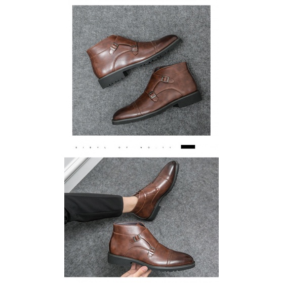 Giày bốt da nam mũi nhọn thoáng khí