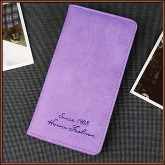 Ví Gấp 2 Bề Mặt Nhám Mềm Mại Màu Trơn Dành Cho Nữ