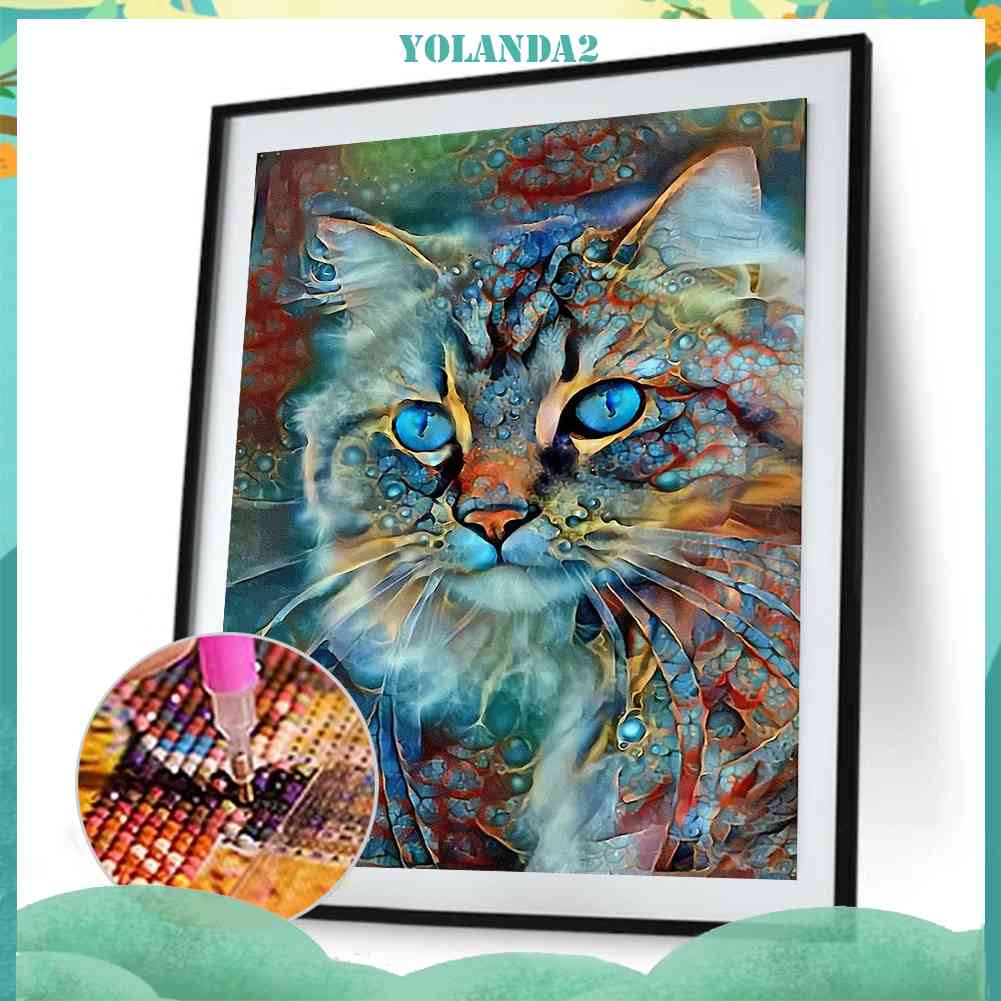 Bộ Tranh Đính Đá Mặt Kính Tròn Họa Tiết Động Vật Độc Đáo Trang Trí Nhà Cửa