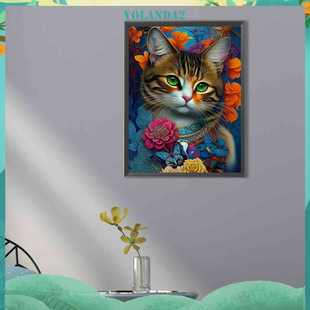 Tranh Đính Đá Kim Cương Toàn Bộ 5D DIY Hình Vẽ Mèo Trang Trí Nhà Cửa