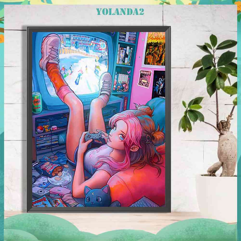 Tranh Đính Đá Kim Cương Toàn Bộ 5D DIY Hình Vẽ Cô Gái Trang Trí Nhà Cửa