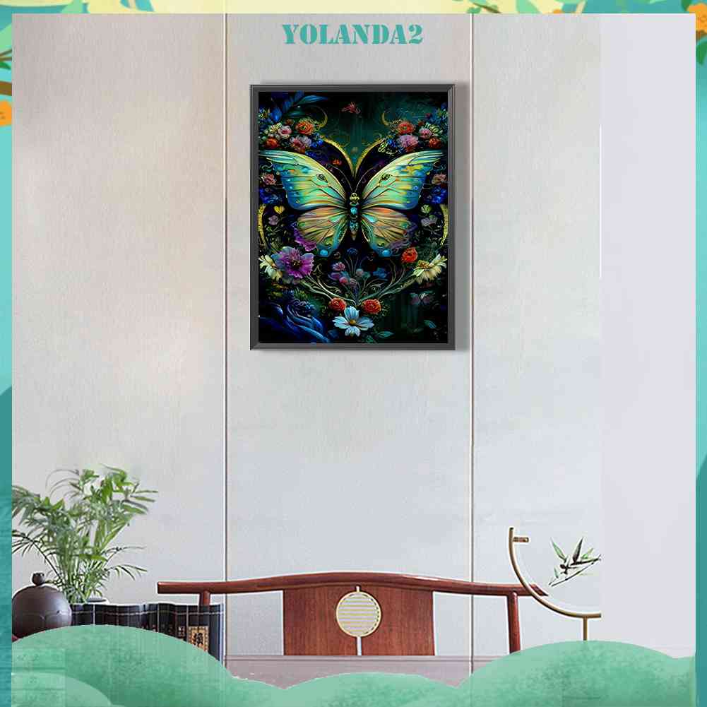 Tranh Đính Đá Kim Cương Toàn Bộ 5D DIY Hình Vẽ Hoa Bướm