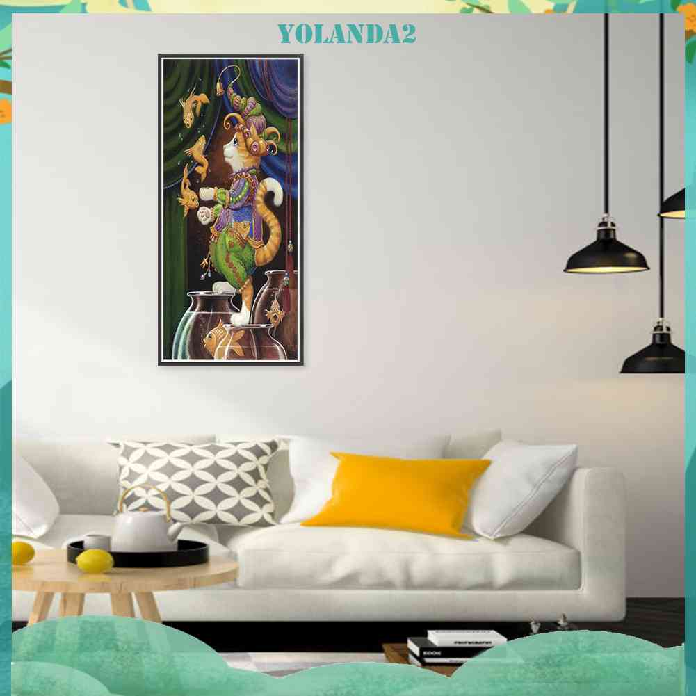 Tranh Đính Đá Kim Cương Toàn Bộ 5D DIY Hình Vẽ Mèo Trang Trí Nhà Cửa