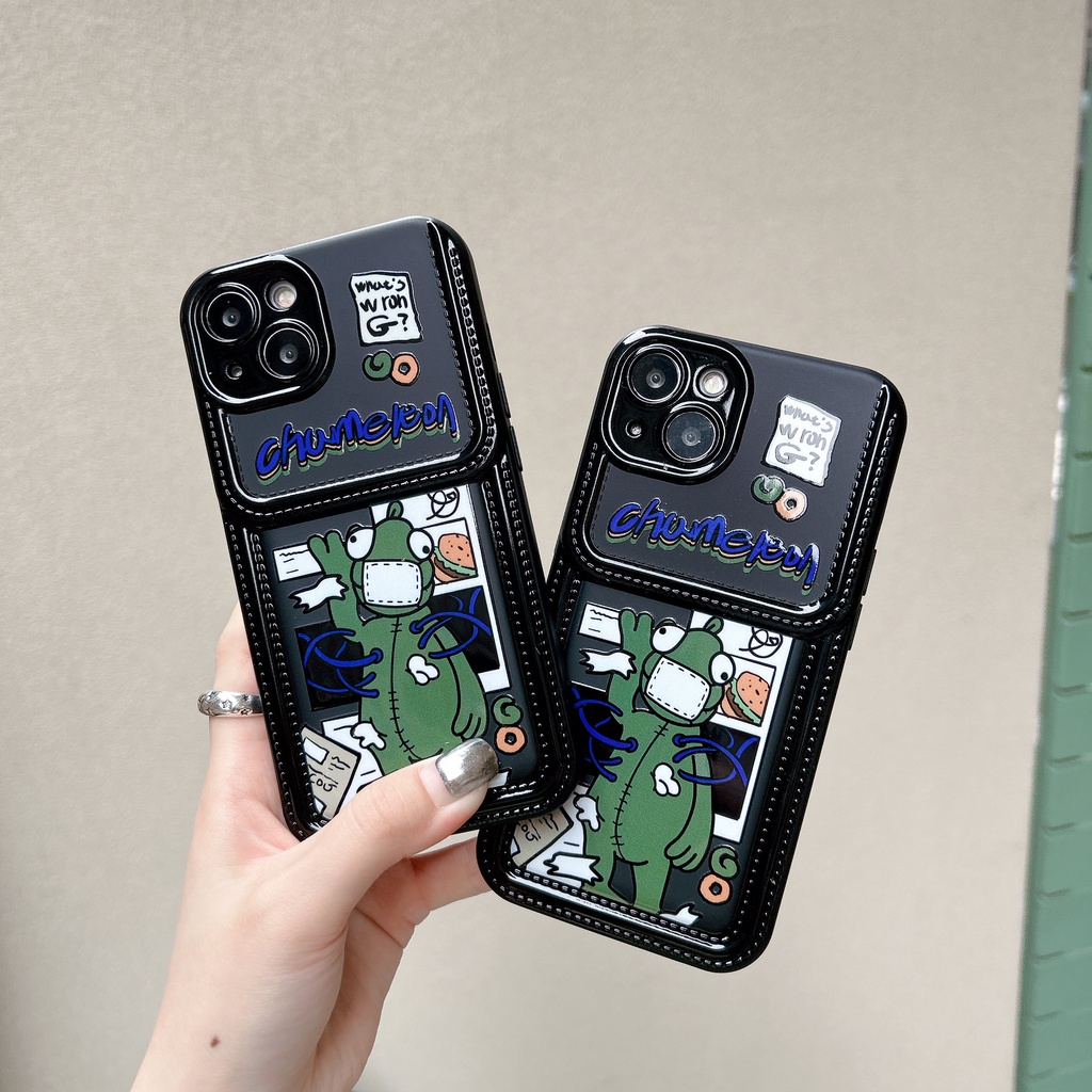 Ốp Điện Thoại TPU Dẻo Đen In Hình Ếch Hoạt Hình Sáng Tạo Cho iPhone11 12 13 14 Pro Max