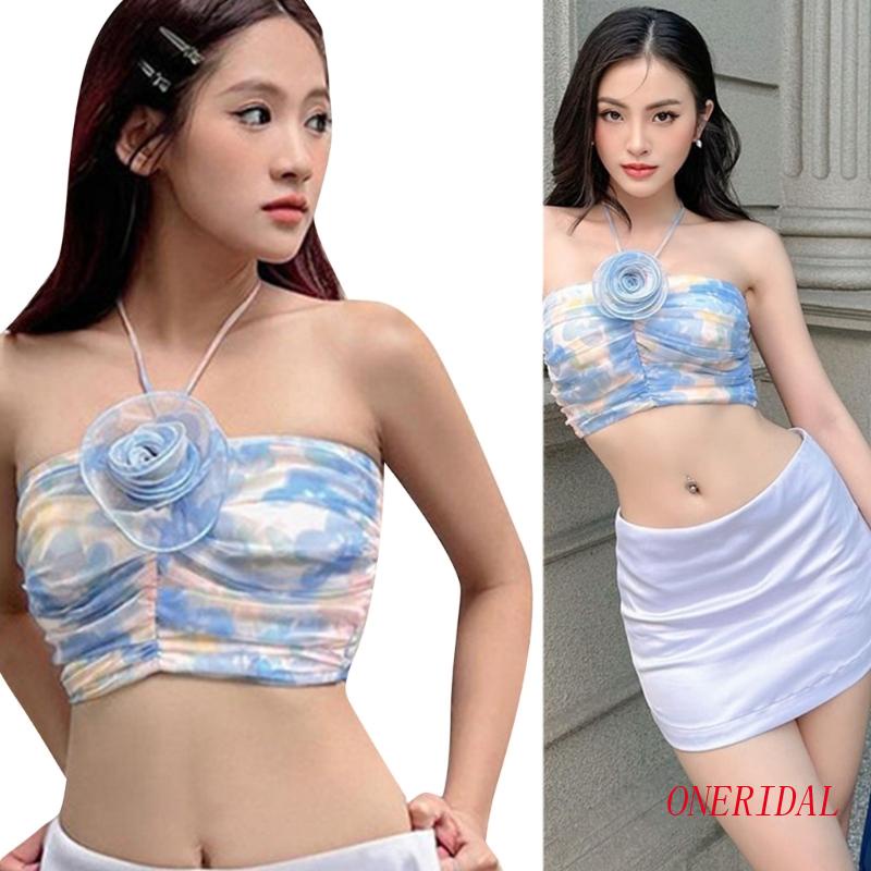 Áo Croptop Trễ Vai Phối Lưới In Họa Tiết Hoa 3D Phong Cách Vintage Thời Trang Mùa Hè Quyến Rũ Cho Nữ