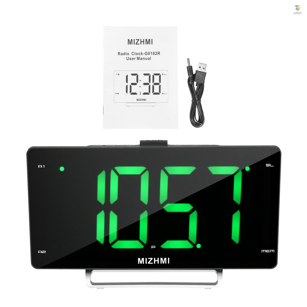 Đồng Hồ Báo Thức Kỹ Thuật Số Tích Hợp Đài FM Màn Hình LED 9-inch 2 Cổng Sạc USB 12 / 24H Có Thể Điều Chỉnh Chế Độ Âm Lượng Tiện Dụng