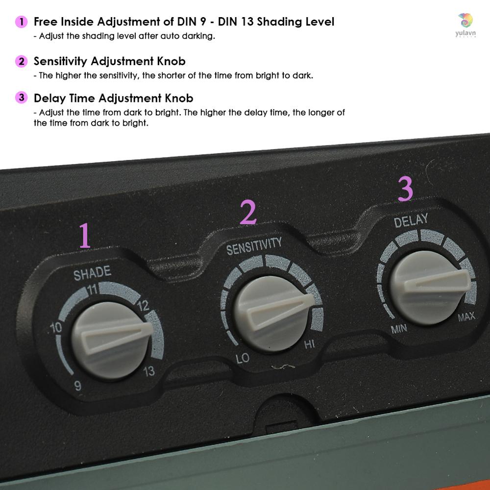 Mũ Bảo Hiểm Hàn Năng Lượng Mặt Trời Tự Động Tối Kèm Kính Lọc Hiệu Chỉnh Cho TIG MIG MAG MMA