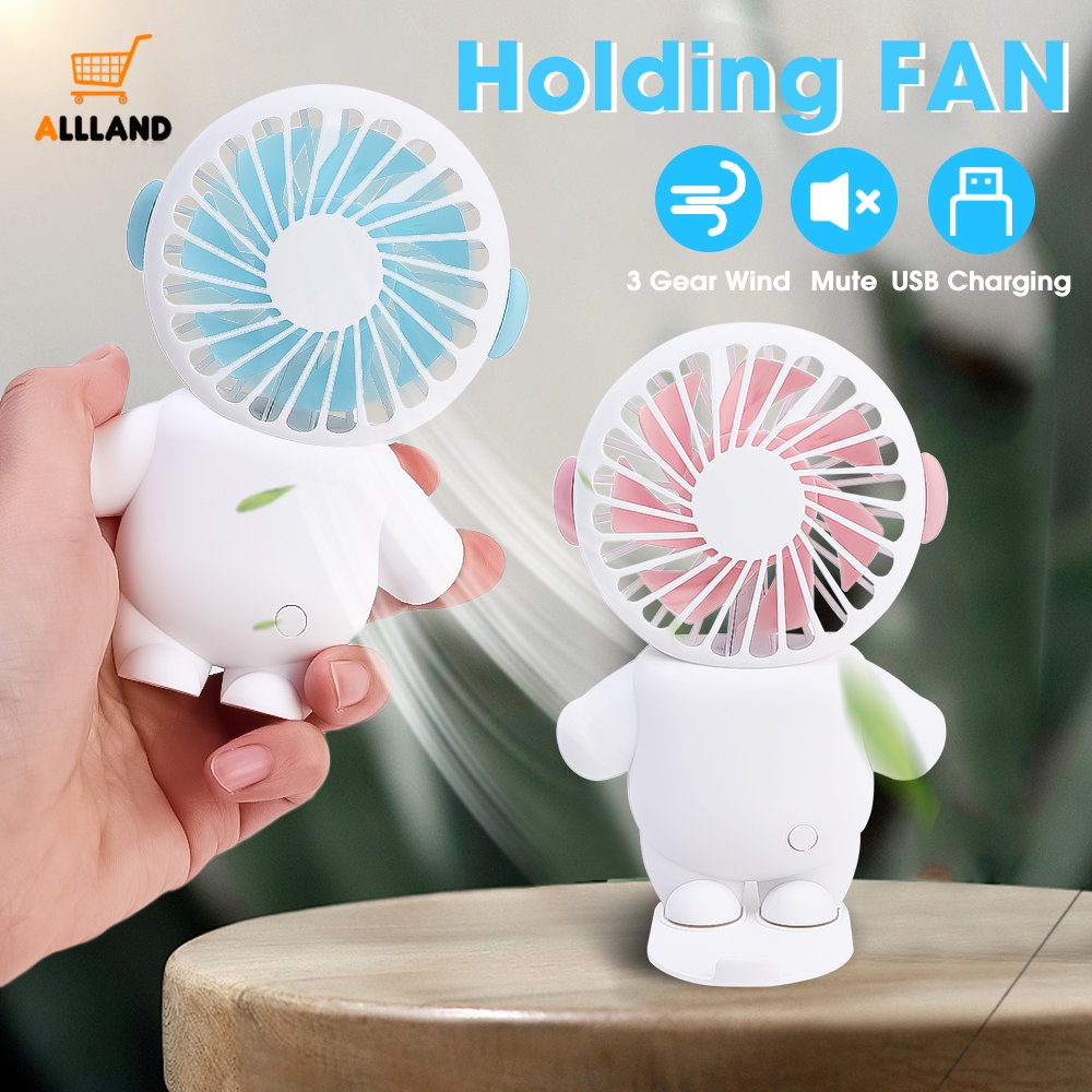 Quạt Sạc Mini Cầm Tay Ba Tốc Độ Không Ồn Gấp Gọn Dễ Thương