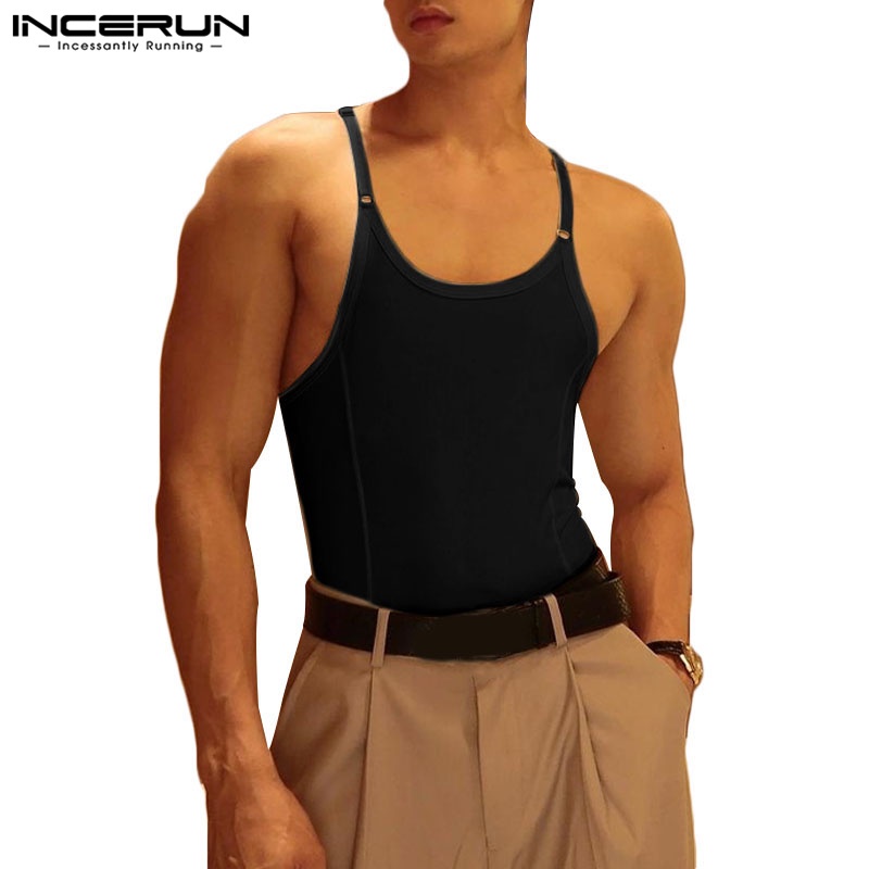 INCERUN Bodysuit Không Tay Thời Trang Cá Tính Dành Cho Nam