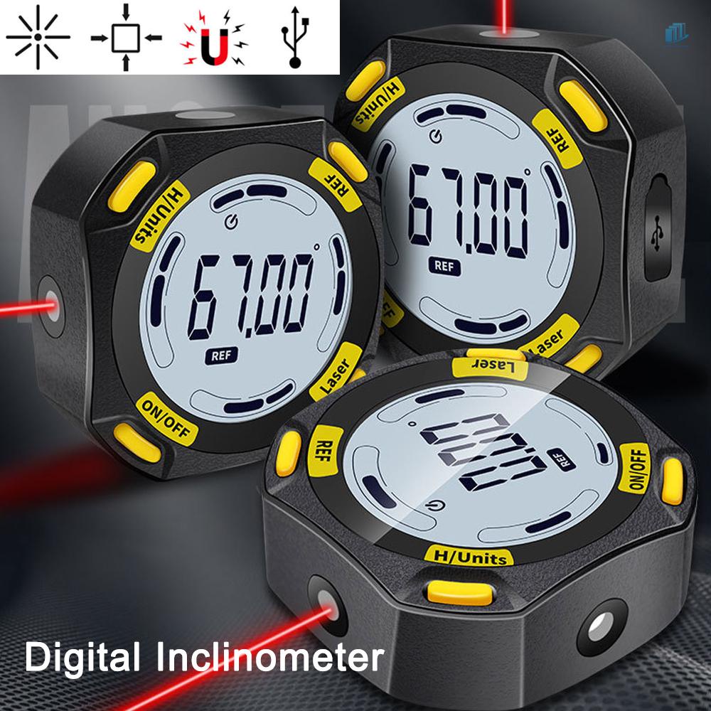 (s2mwvn) Máy Dò Góc Kỹ Thuật Số 5 Mặt Có Nam Châm Mạnh 4 * 90° Đồng Hồ Đo Tốc Độ 4 Đường Laser Có Thể Điều Chỉnh