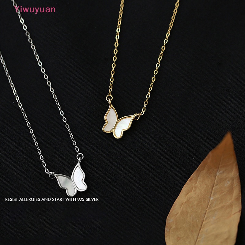 < Yiwuyuan > Vòng cổ Mặt Hình Bướm Màu Vàng Đồng Thanh Lịch Đơn Giản Cho Nữ