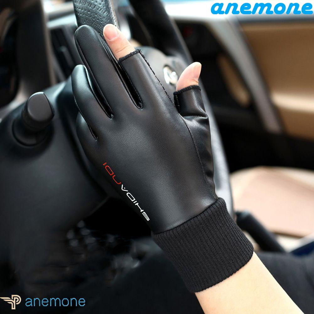 Găng Tay Da Pu Nửa Ngón Chống Nước Giữ Ấm Cho Nam Nữ