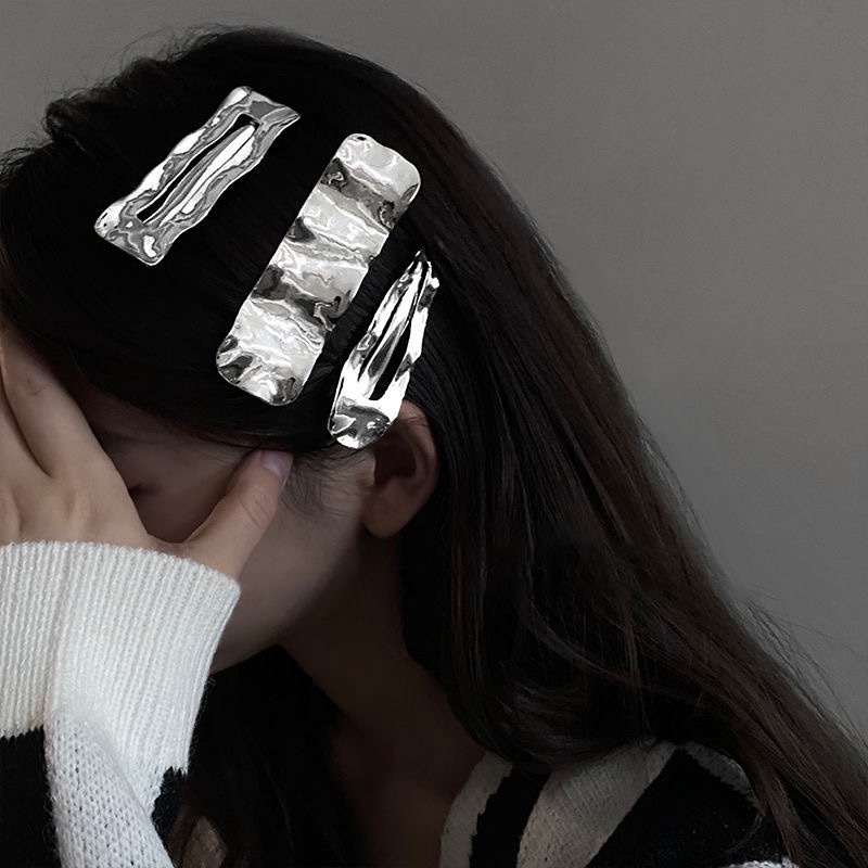 Kẹp Tóc Bạc Họa Tiết Gợn Sóng Thời Trang Cho Nữ