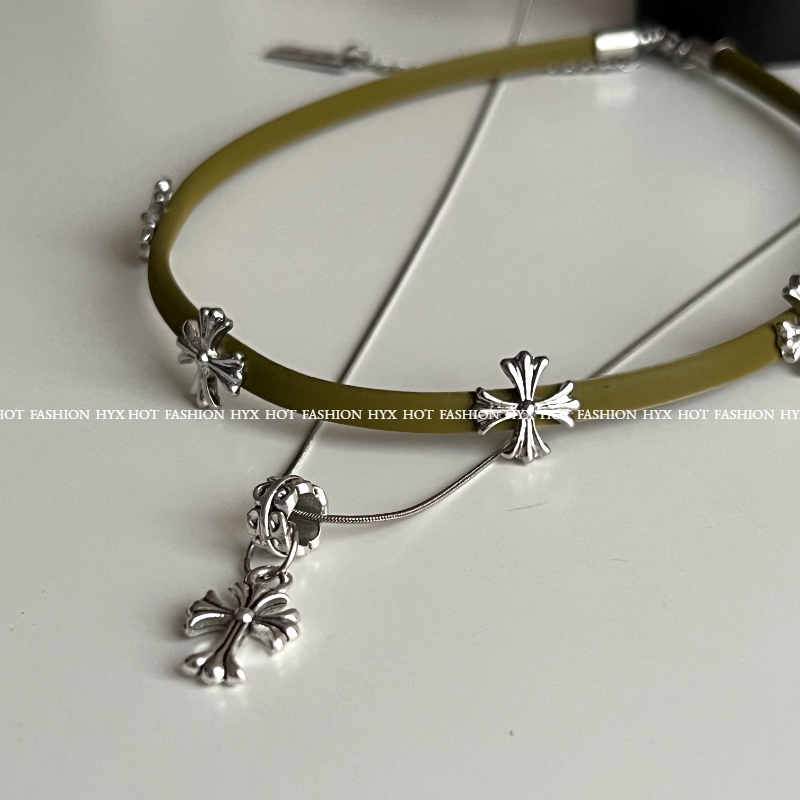 Vòng cổ Choker Retro Thánh Giá Màu xanh lá cây