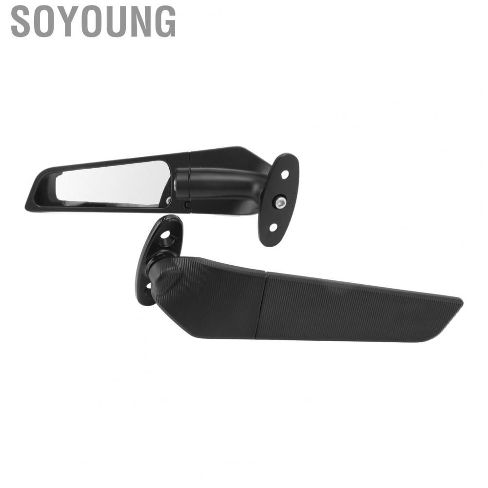 Soyoung Side Wing Mirrors  Rear View Adjustable Sporty Look for Motorcycle