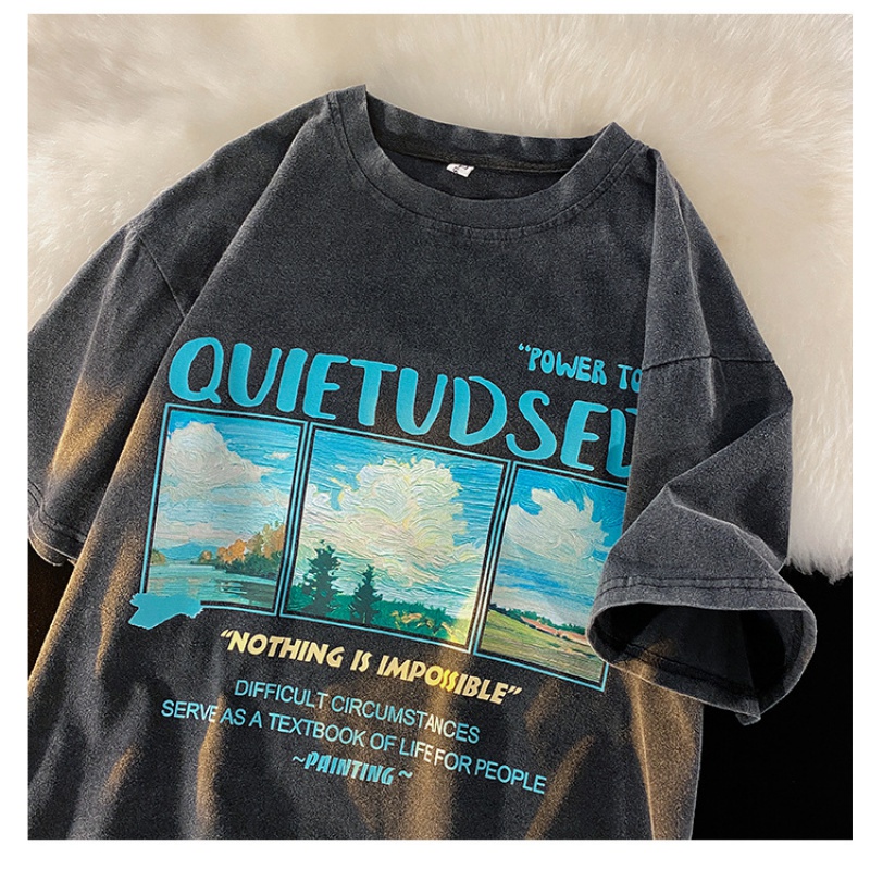 Áo Thun Nam Tay Ngắn Dáng Rộng Phong Cách Mùa Hè Cá Tính