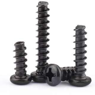 [xjk] Black phillips round head flat tail screw phillips self-tapping screw m2.6 m3 m3.5 m4