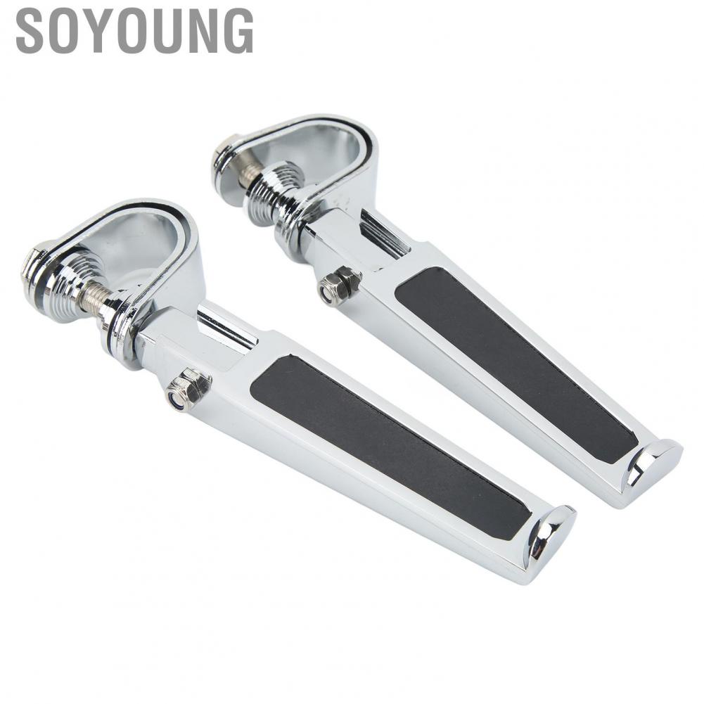 Soyoung Engine Guard Foot Pedals  2PCS U Clamp Foot Pegs Ergonomic Comfortable Riding  for Motorcycle Street Bike with 1in ‑ 1‑1/4in Highway Bar