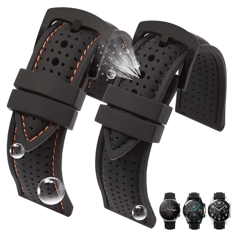 HUAWEI Dây Đeo Thay Thế Chất Liệu Silicon Màu Trơn Cho Huami Samsung Gears3 GT2 GT2 Pro ECG