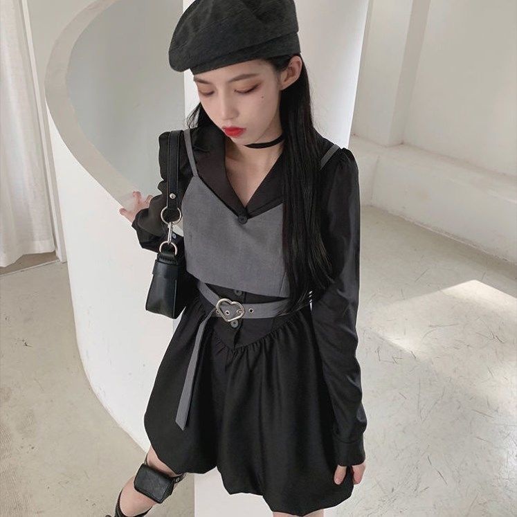 Bộ Đầm + Áo Tank Top Thời Trang Xinh Xắn Kiểu Hàn Quốc Cho Nữ