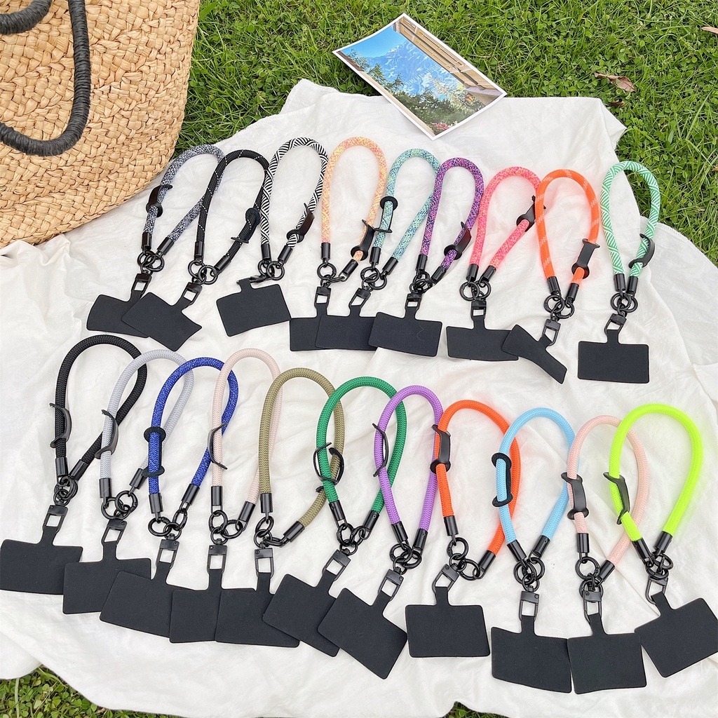 Dây Đeo Cổ Nylon Màu Trơn Có Ngăn Đựng Thẻ ID + Móc Chìa Khóa Cho iphone / airpods Ốp