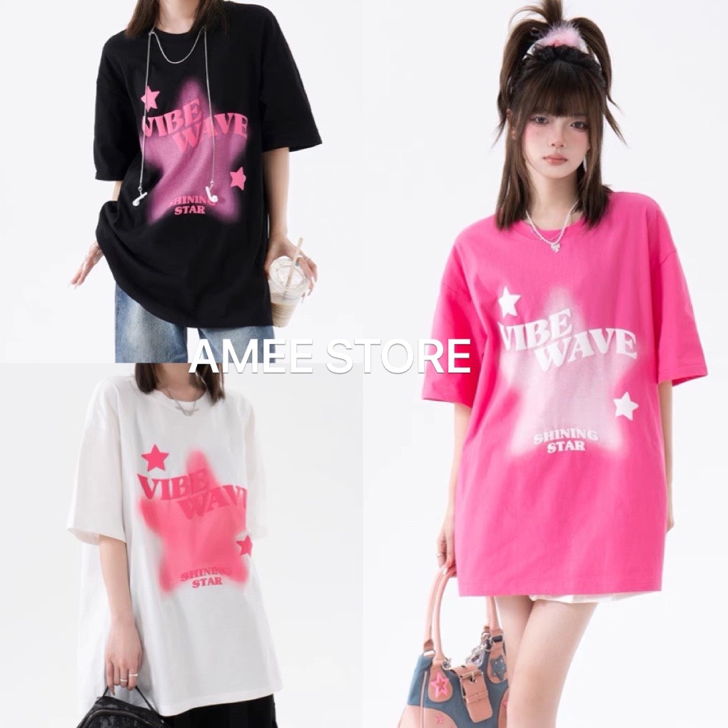 Áo thun nữ ngắn tay , áo phông tay lỡ form rộng nam nữ unisex in chữ nổi trái tim màu hồng trắng đen hotrend ulzzang