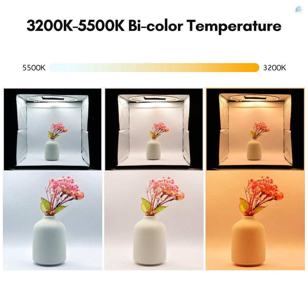 Hộp Chụp Ảnh Đèn LED 128 Bóng 40cm / 16inch Có Thể Gập Lại Kèm 6 Màu Tùy Chỉnh Nhiệt Độ