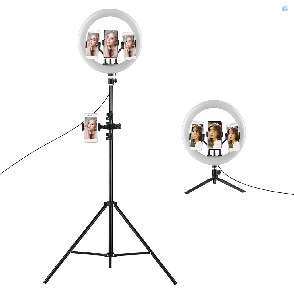 Đèn LED Chiếu Sáng 13 Inch Hai Màu Nhiệt Độ 2800K-5800K 10 Cấp Độ Kèm Giá Đỡ Ba Chân Cho Trang Điểm / Live S