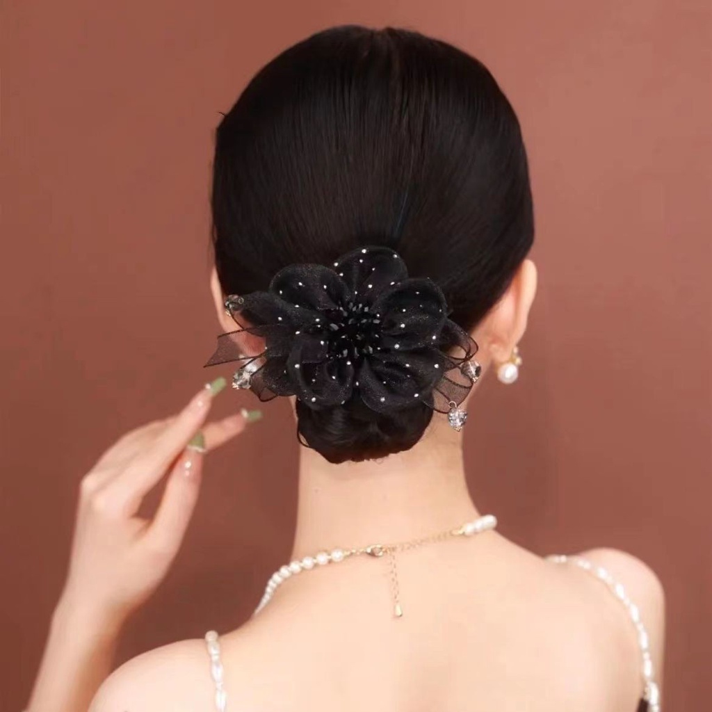 Dây Buộc Tóc Hai Lớp Thêu Hoa Thời Trang Dành Cho Nữ