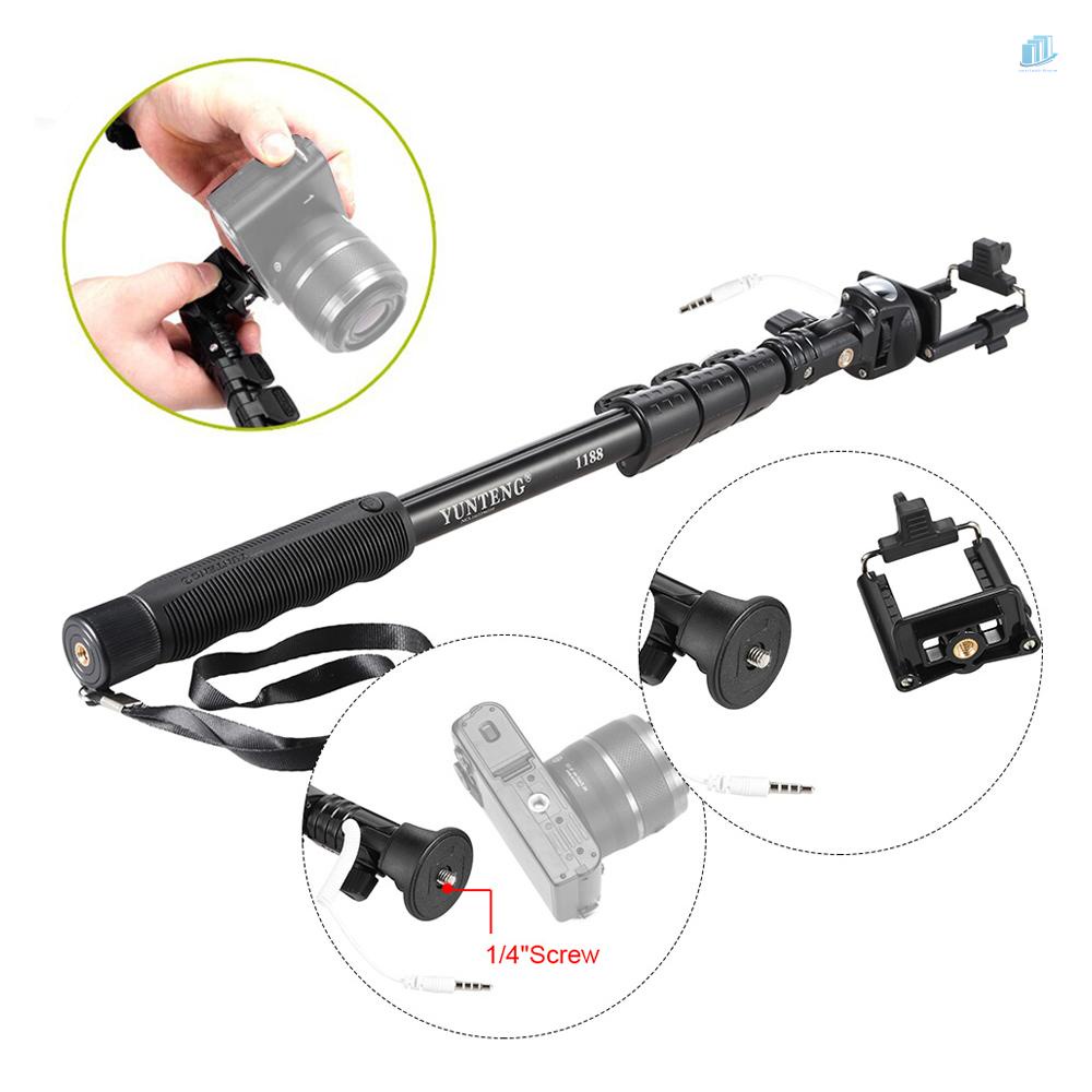 Gậy Tự Sướng YUNTENG YT-1188 1 / 4 Inch Vít 38cm - 128cm Có Thể Điều Chỉnh Độ Dài Kèm Giá Đỡ Điện Thoại