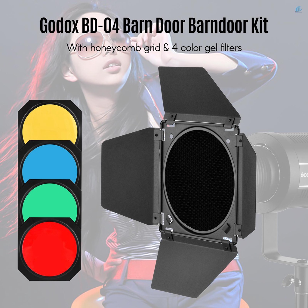 Bộ Phụ Kiện Gồm Lưới Tổ Ong 4 Màu Thay Thế Tiêu Chuẩn Cho GODOX GODOX BD-04 Barn Cửa Barndoor 7 Inch GODOX SL60W SL150II SK400II
