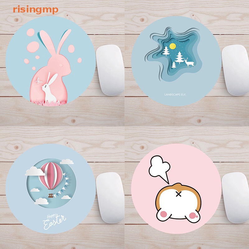 Thảm Lót Chuột Hình Tròn 20CM Chống Trượt In Họa Tiết Hoạt Hình Dễ Thương