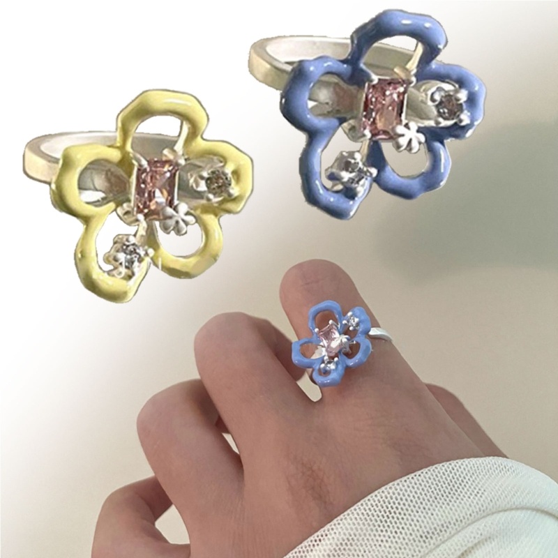 Nhẫn Cưới Hình Hoa Đính Đá Zircon 2 Màu Sắc Ngọt Ngào Thanh Lịch Dành Cho Nữ