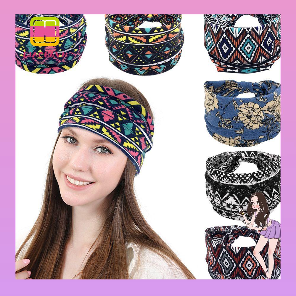 Băng Đô Turban Co Giãn Thấm Hút Mồ Hôi Phong Cách Boho Cho Nữ