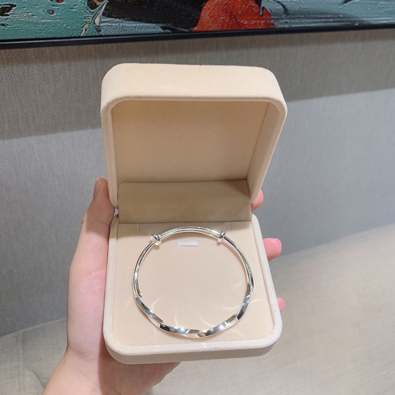 Vòng Tay Bạc Trơn Đơn Giản Mẫu Sen young Systems Phiên Bản Hàn Quốc Cho Nữ