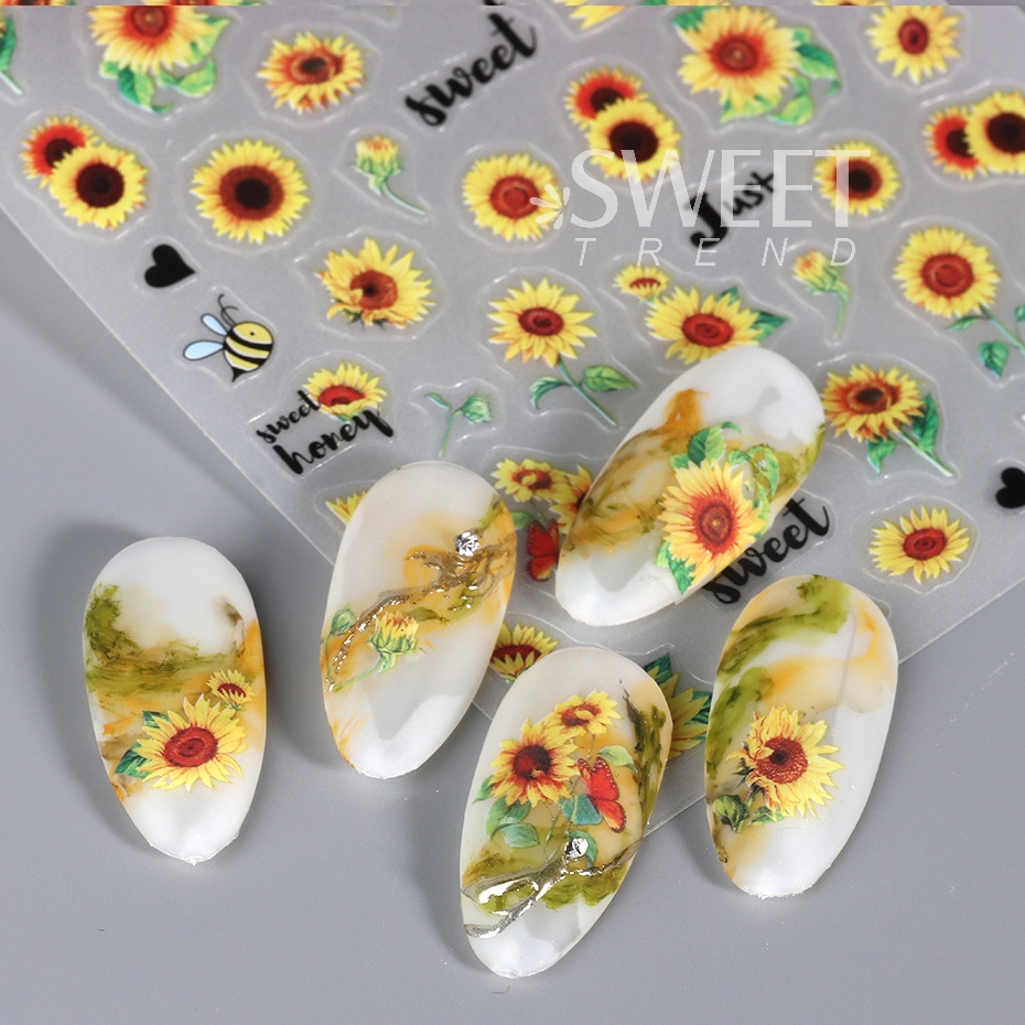 Miếng Dán Trang Trí Móng Tay Họa Tiết Hoa Mộc Lan / Chữ Cái Lá Mùa Hè Xinh Xắn