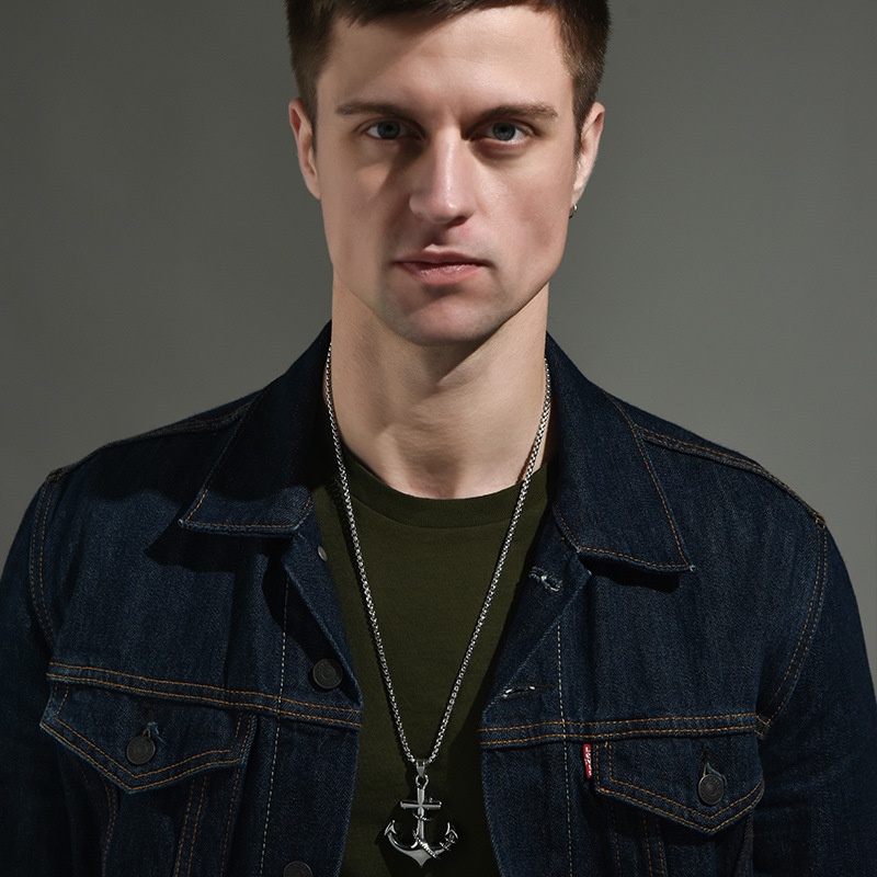 Vòng cổ Thép Titan Mặt Mỏ Neo / Tàu Cướp Biển Phong Cách Vintage Cho Nam