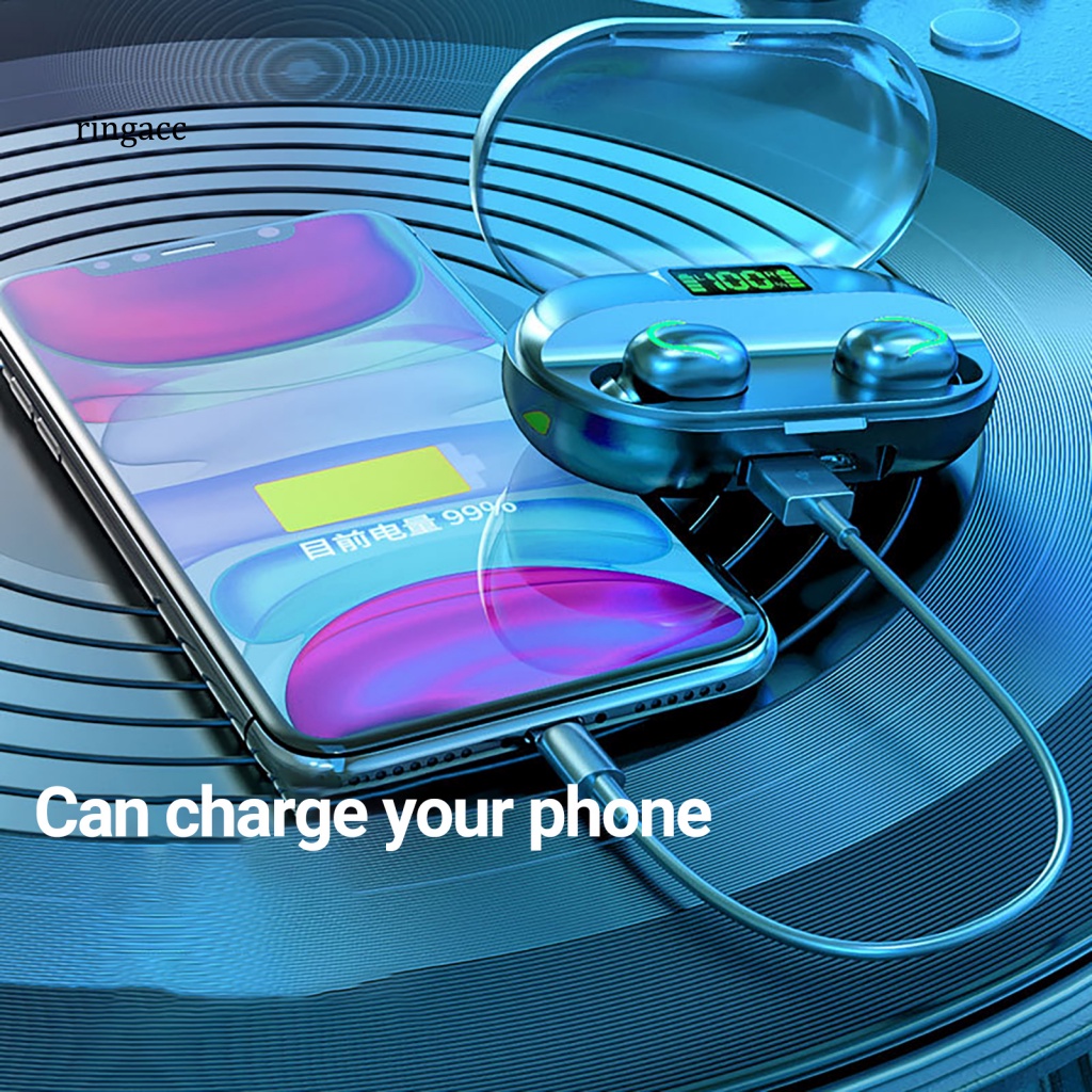 Tai Nghe Nhét Tai Bluetooth 5.0 Không Dây RGA T2 Âm Thanh Nổi Giảm Tiếng Ồn Có Đèn LED Chất Lượng Cao