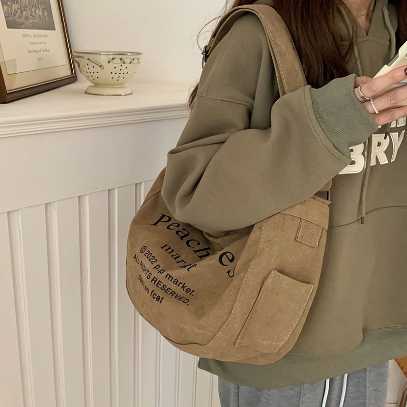 Túi Xách canvas Cỡ Lớn In Chữ Thời Trang Cho Nữ