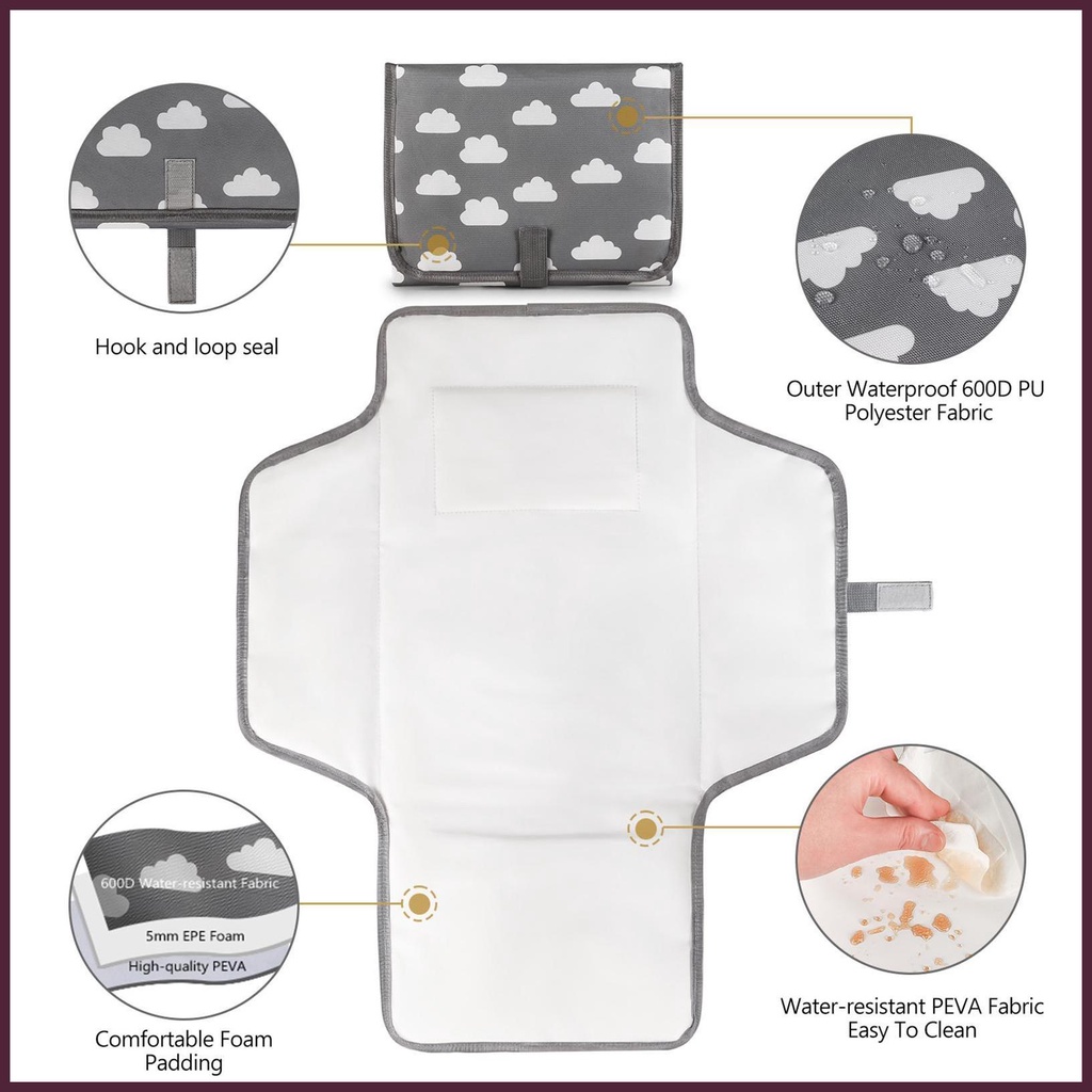 Đệm Thay Tích Hợp Gối Có Thể Gập Lại Kèm Khăn Lau Thông Minh