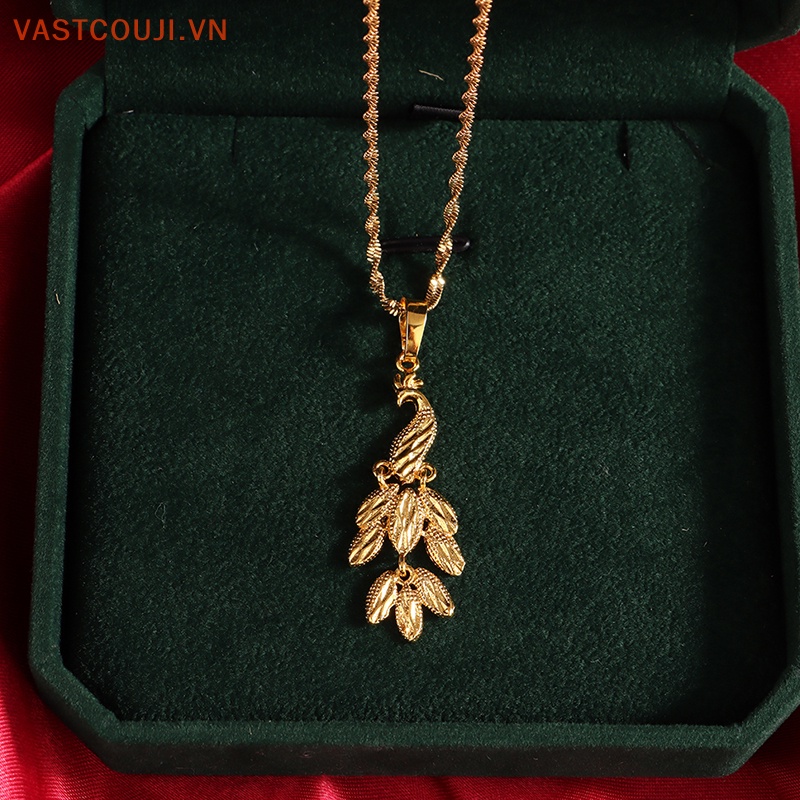 Vòng cổ Mạ Vàng Phối Tua Rua Hình Chim Công Thời Trang Cho Nữ