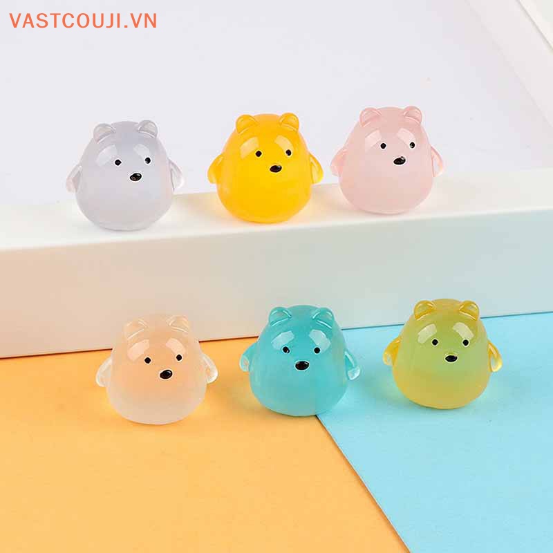 Bộ 2 Kẹp Tóc Hình Chú Gấu Nhỏ Bằng Nhựa Resin Phát Quang Độc Đáo Trang Trí Tiểu Cảnh DIY
