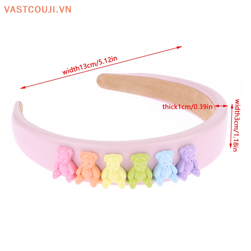 Băng Đô Cài Tóc Bằng Xốp Màu Kẹo Hình Gấu VASTJI Cho Nữ