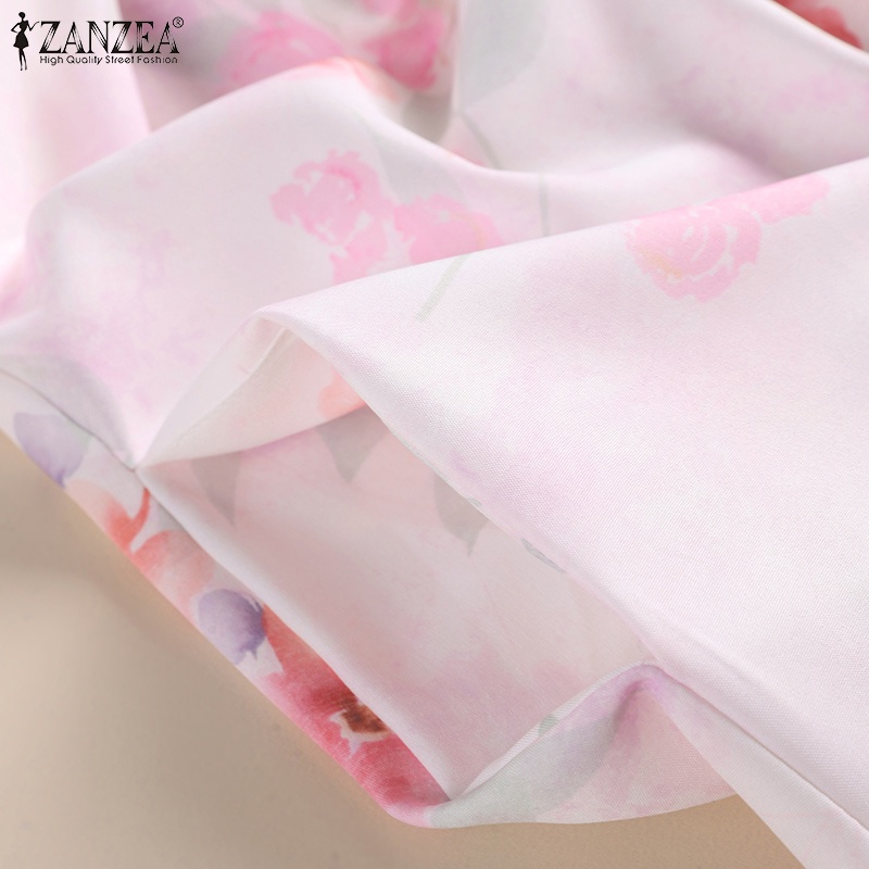 Đầm midi ZANZEA nữ dài tay cổ đứng thời trang Hàn