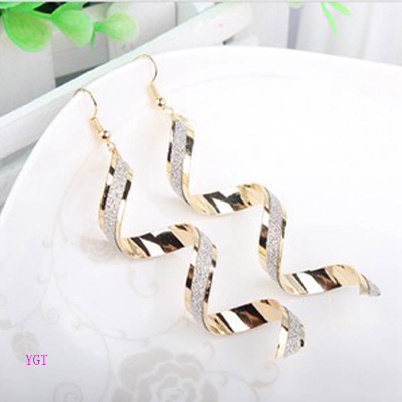 Ygt Khuyên Tai Thả Xoắn Ốc Bằng Thép Không Gỉ Dáng Dài Thời Trang Mùa Thu
