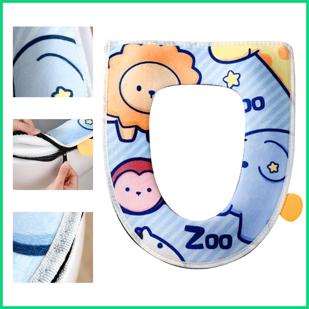 Đệm Lót Bồn Cầu Dày Dặn Họa Tiết Hoạt Hình Chống Thấm Nước Có Khóa Kéo Và Tay Cầm Tiện Dụng