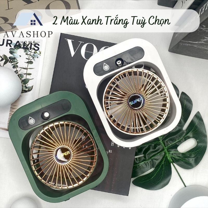Avashop66 Quạt Điều Hòa Phun Sương Hơi Nước Mini Để Bàn 3 Tốc Độ Gió，Chế Độ Hẹn Giờ Sử Dụng Cổng Sạc USB Tiện Dụng