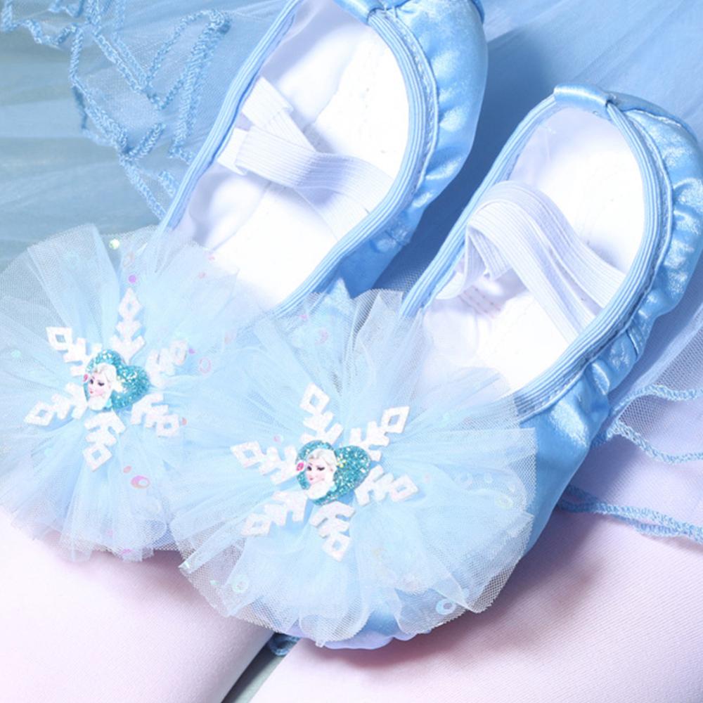 Giày Múa Ba Lê Đế Mềm Phối Ren Màu Xanh Dương / Hồng Xinh Xắn Cho Bé Gái A1O9