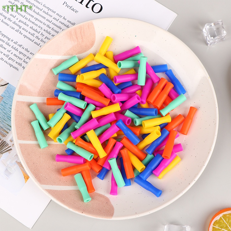 Bộ 20 Nắp Đậy Ống Hút Bằng Thép Không Gỉ Và Silicone Tái Sử Dụng Tiện Lợi Mới